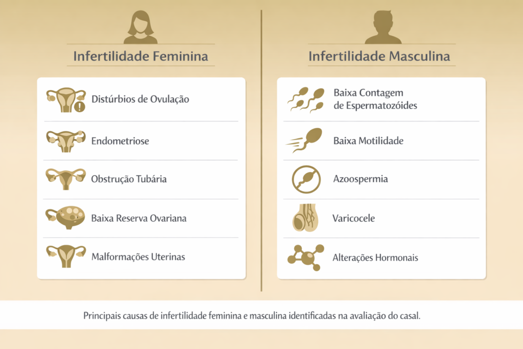 infográfico sobre causas de infertilidade na reprodução assistida para casais