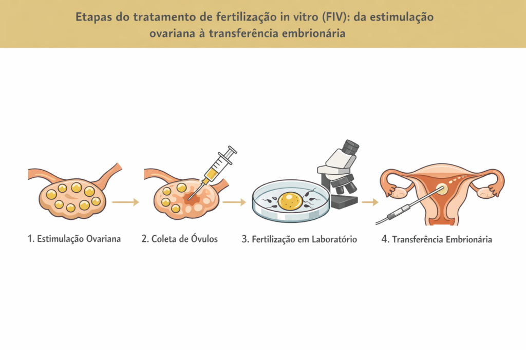 etapas da fertilização in vitro no tratamento de reprodução human assistida