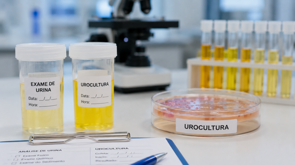 Exames de urina e urocultura utilizados no diagnóstico e tratamento da cistite