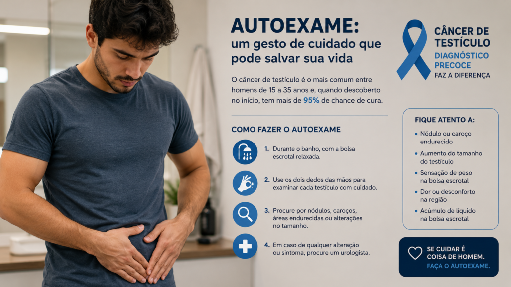 Jovem adulto consciente sobre a importância do autoexame e diagnóstico precoce do câncer de testículo